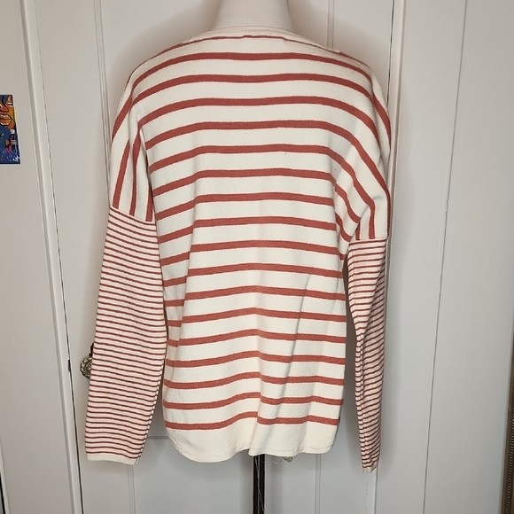 Madewell Cotton Wool Blend Striped Red and White Sweater - Picture 3 of 4